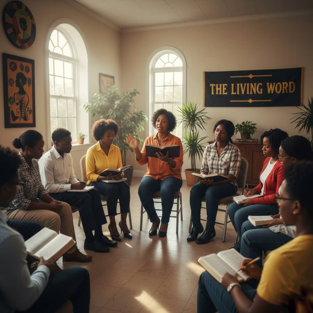 group of people learning the word of god